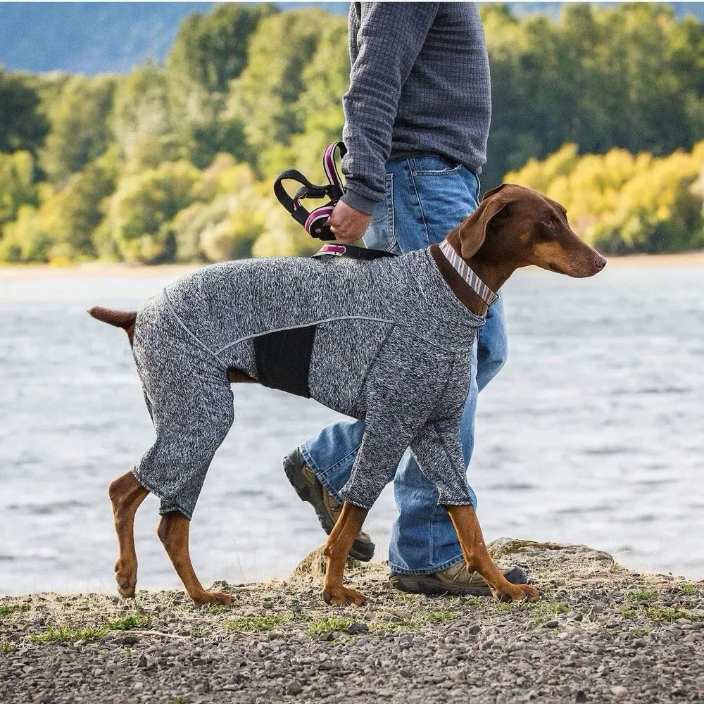 NEW Kurgo Stowe Base Layer Dog Bodysuit Size Small Heather Black Recovery Suit